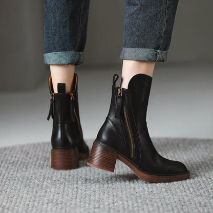 Women's Zip Ankle Boots with Block Heel - additional product view | Hensley London