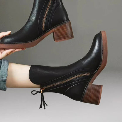 Women's Zip Ankle Boots with Block Heel - additional product view | Hensley London