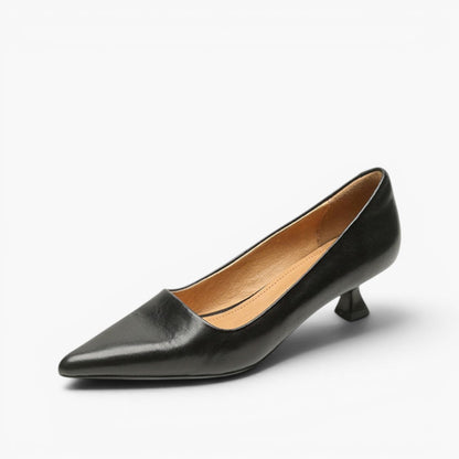 Women's Leather Kitten Heels – Serane Pointed Toe