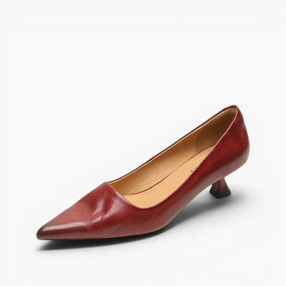 Women's Leather Kitten Heels – Serane Pointed Toe