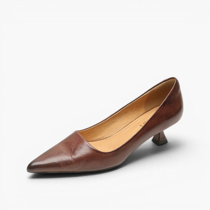 Women's Leather Kitten Heels – Serane Pointed Toe