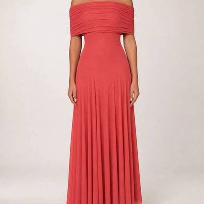 Women's Mesh One-Shoulder Evening Gown – draped sleeve detail | Hensley London