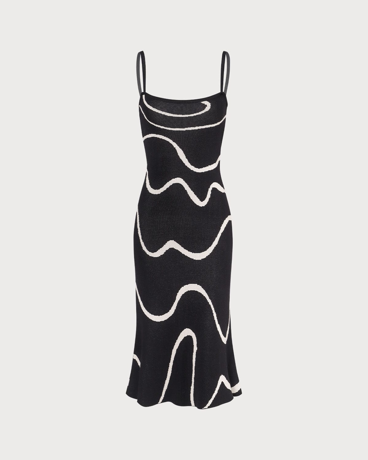 Women's Bodycon Midi Dress Black Cotton Modal Mermaid Hem - 8