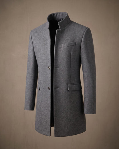 Men's Wool Mandarin Collar Overcoat - additional product view | Hensley London