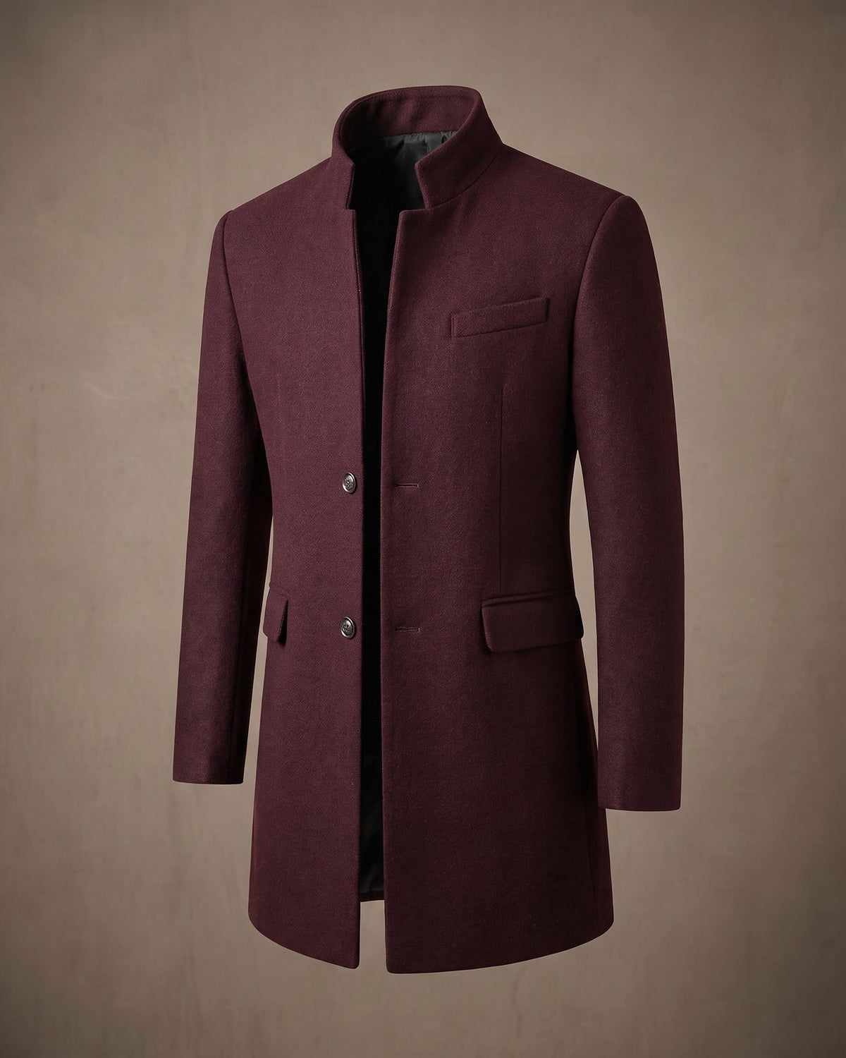 Men's Wool Mandarin Collar Overcoat - additional product view | Hensley London