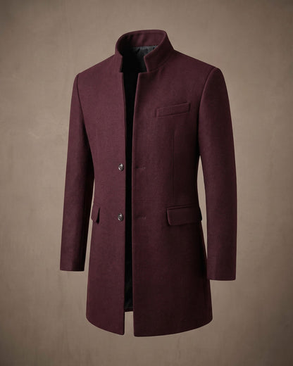 Men's Wool Mandarin Collar Overcoat - additional product view | Hensley London