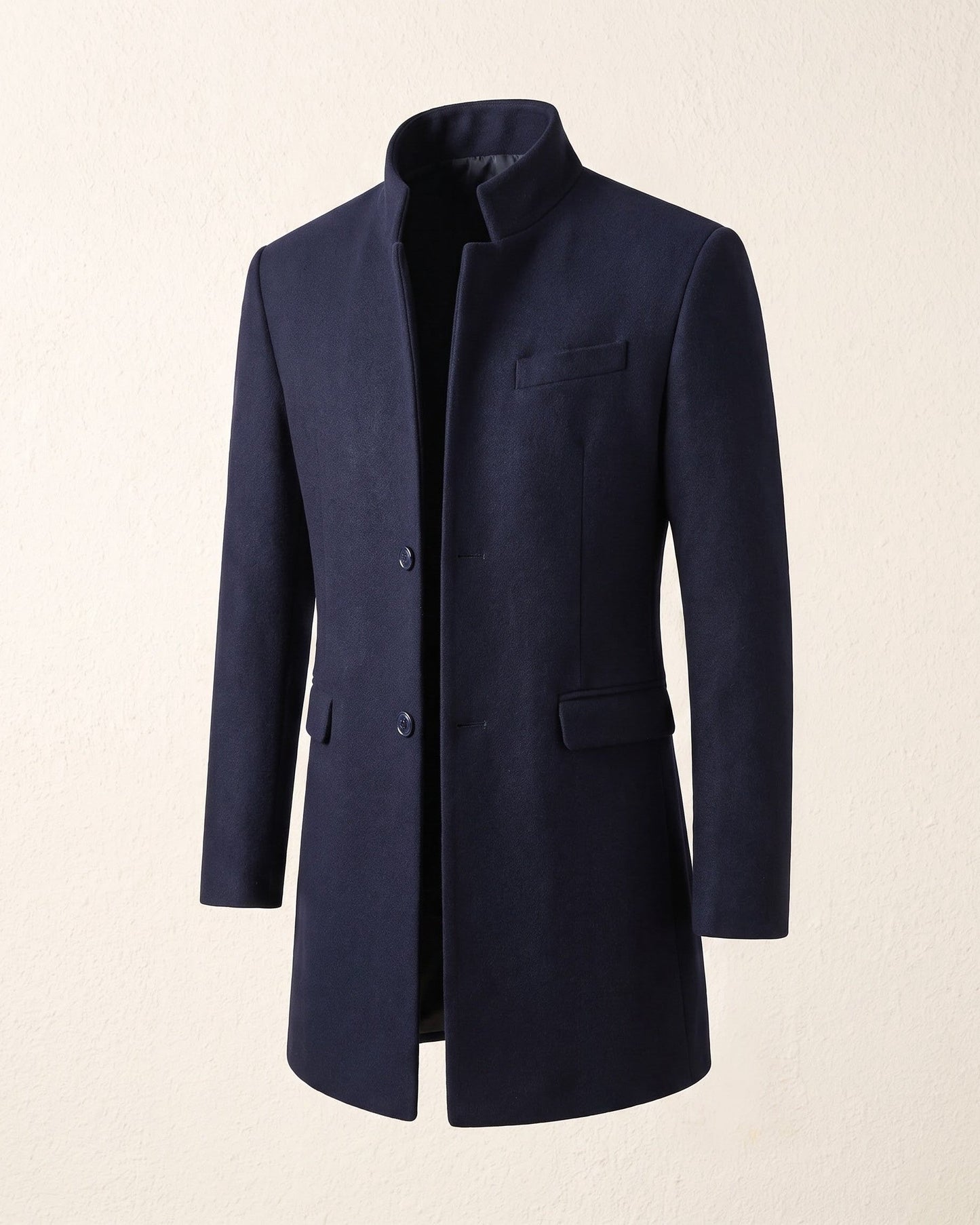 Men's Wool Mandarin Collar Overcoat - additional product view | Hensley London