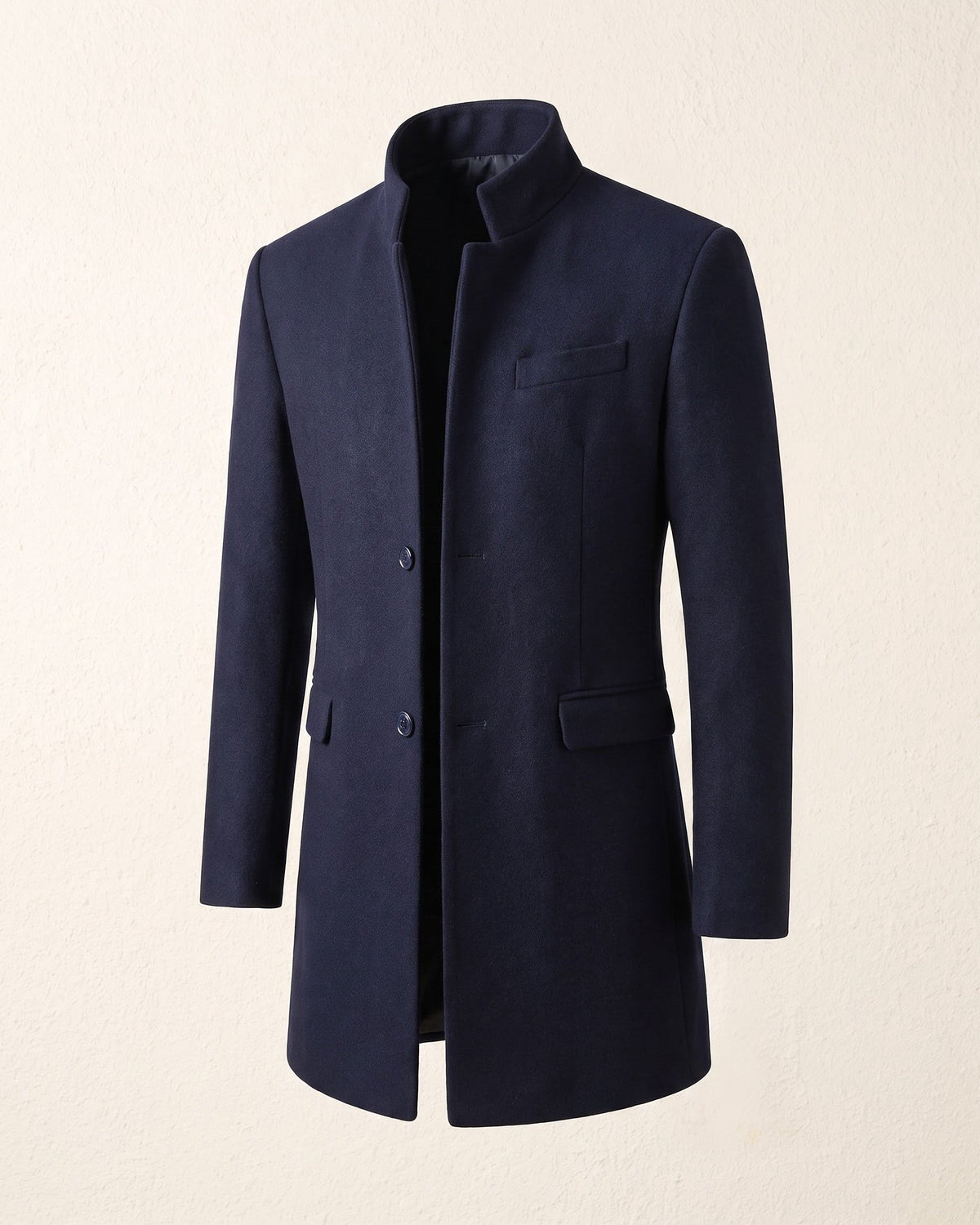Men's Wool Mandarin Collar Overcoat - additional product view | Hensley London