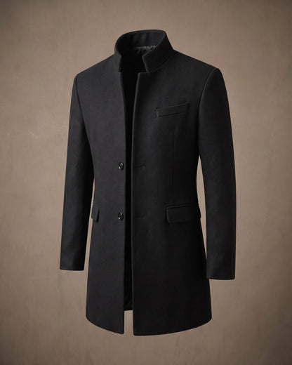 Men's Wool Mandarin Collar Overcoat - additional product view | Hensley London