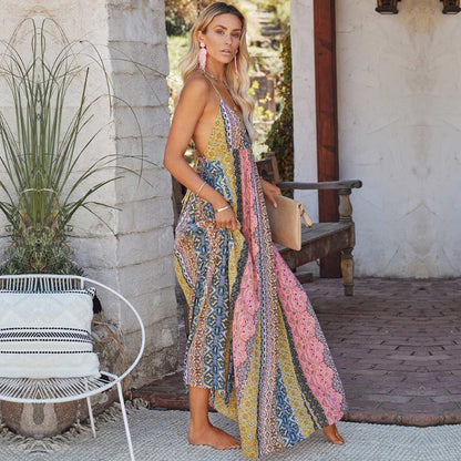 Bela Floral Maxi Dress | Bohemian Print, Deep V-Neck, Sleeveless - Image 3