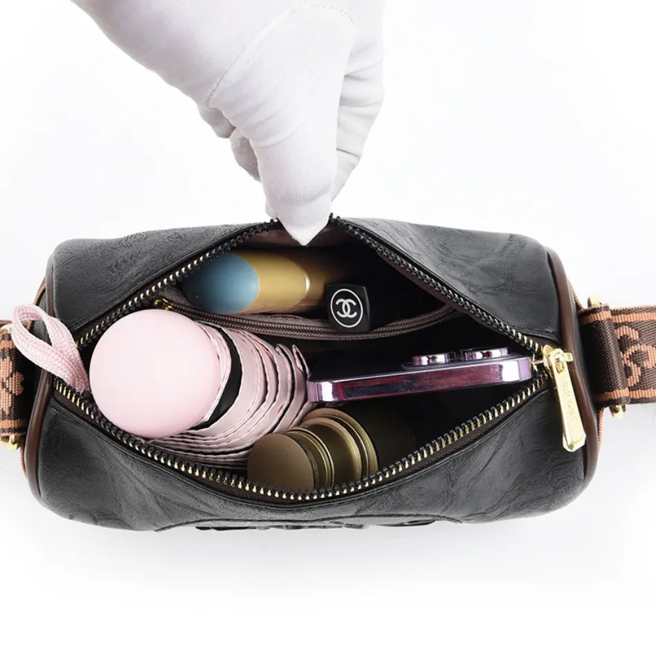 Women's Crossbody Bag Black Medium Leather-6