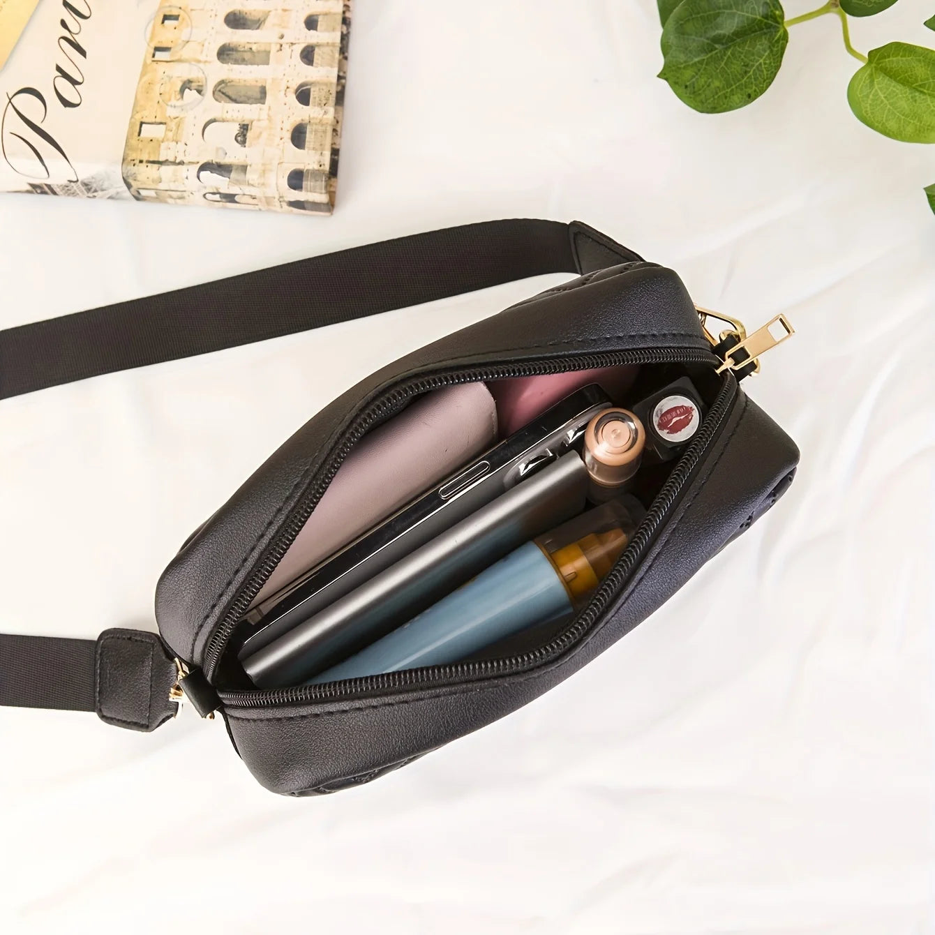 Women's Crossbody Bag Black Mini Size PU Leather-5