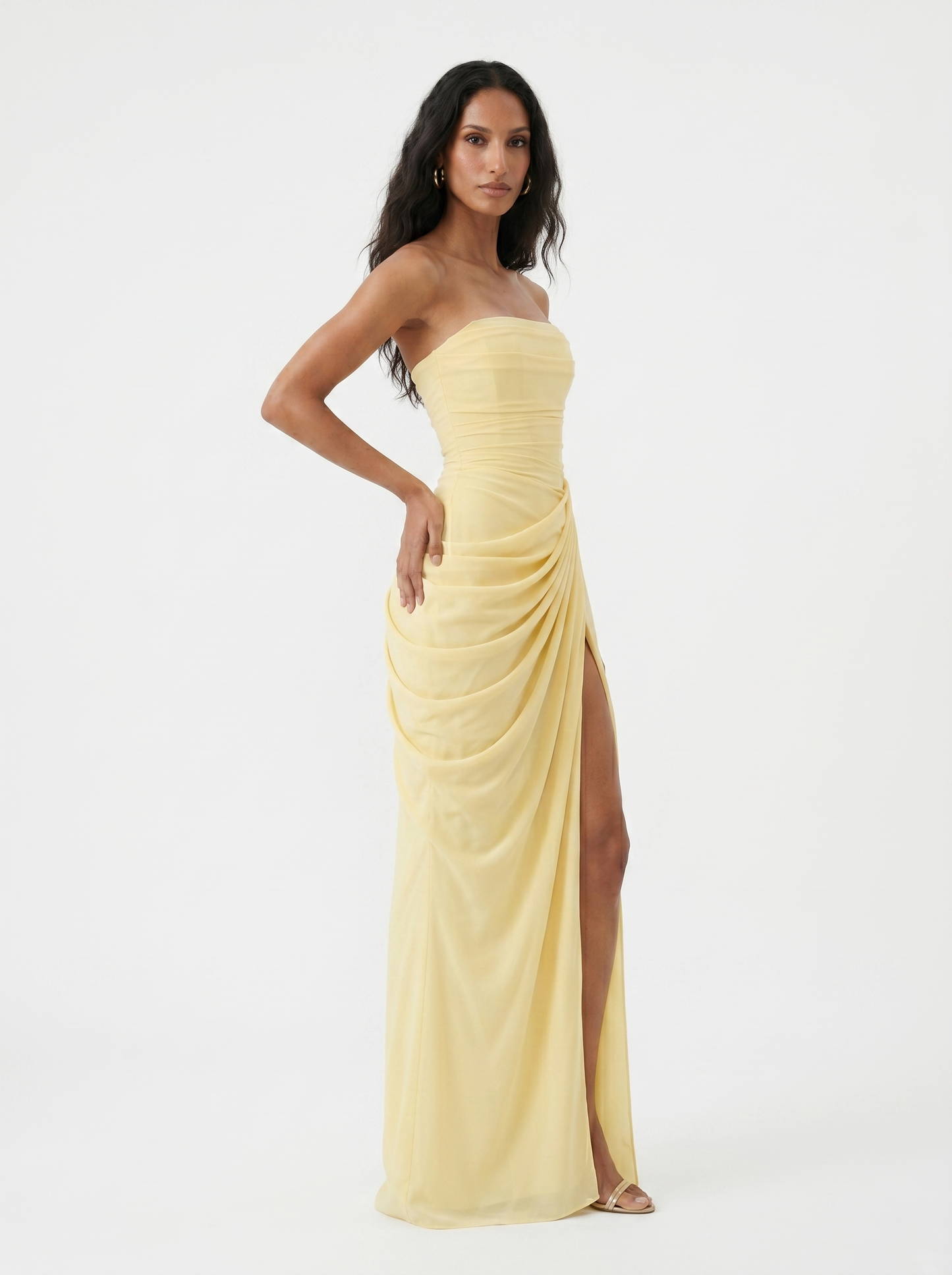 Women's Chiffon Corset-Back Evening Gown – detail view | Hensley London