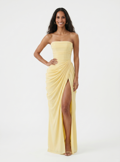 Women's Chiffon Corset-Back Evening Gown – detail view | Hensley London