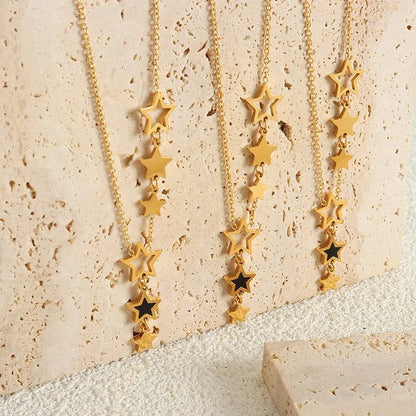 Shooting Star Gold Necklace with Dangling Stars – Elegant Gold Chain Jewelry for Women