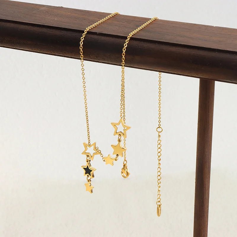 Shooting Star Gold Necklace with Dangling Stars – Elegant Gold Chain Jewelry for Women