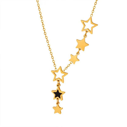 Shooting Star Gold Necklace with Dangling Stars – Elegant Gold Chain Jewelry for Women
