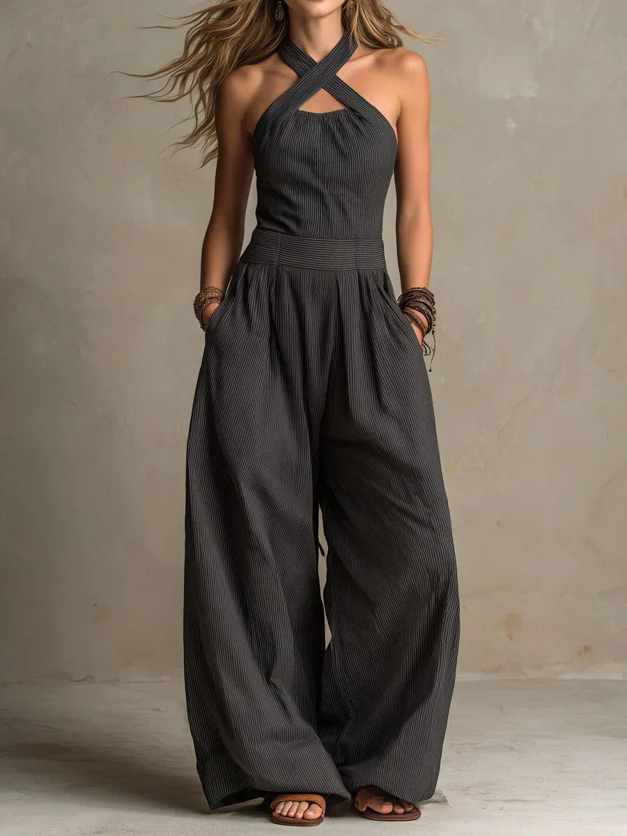 Women's Sienna Linen Blend Jumpsuit - styled view | Hensley London