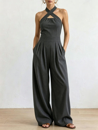 Women's Sienna Linen Blend Jumpsuit - lifestyle view | Hensley London