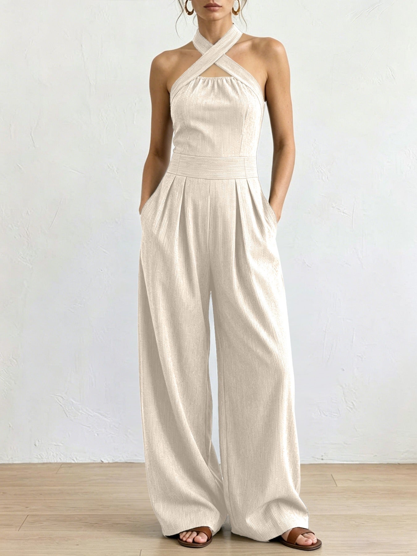 Women's Sienna Linen Blend Jumpsuit - color variant view | Hensley London