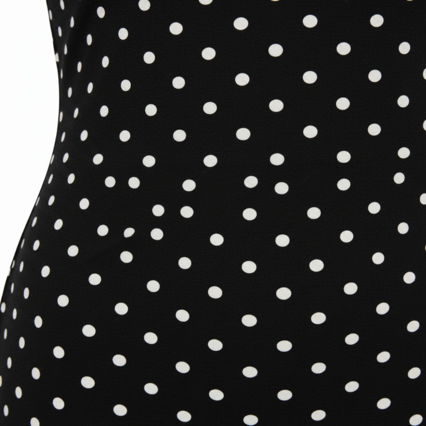Women's Mini Dress Black and White Polkadot Stretch Jersey - 4