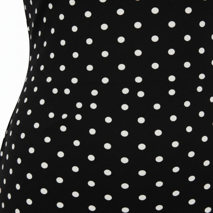 Women's Mini Dress Black and White Polkadot Stretch Jersey - 4