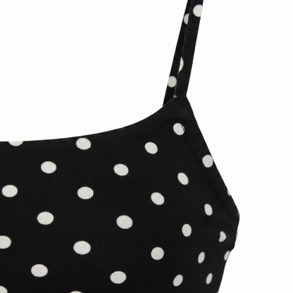 Women's Mini Dress Black and White Polkadot Stretch Jersey - 5