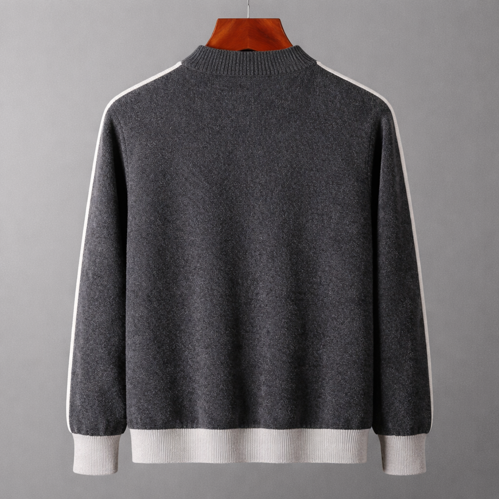 Men's Merino Wool Contrast Zip Cardigan - additional product view | Hensley London