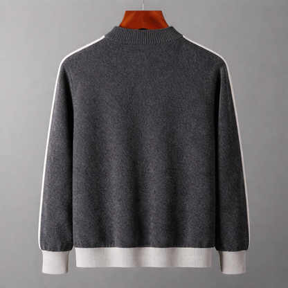 Men's Merino Wool Contrast Zip Cardigan - additional product view | Hensley London