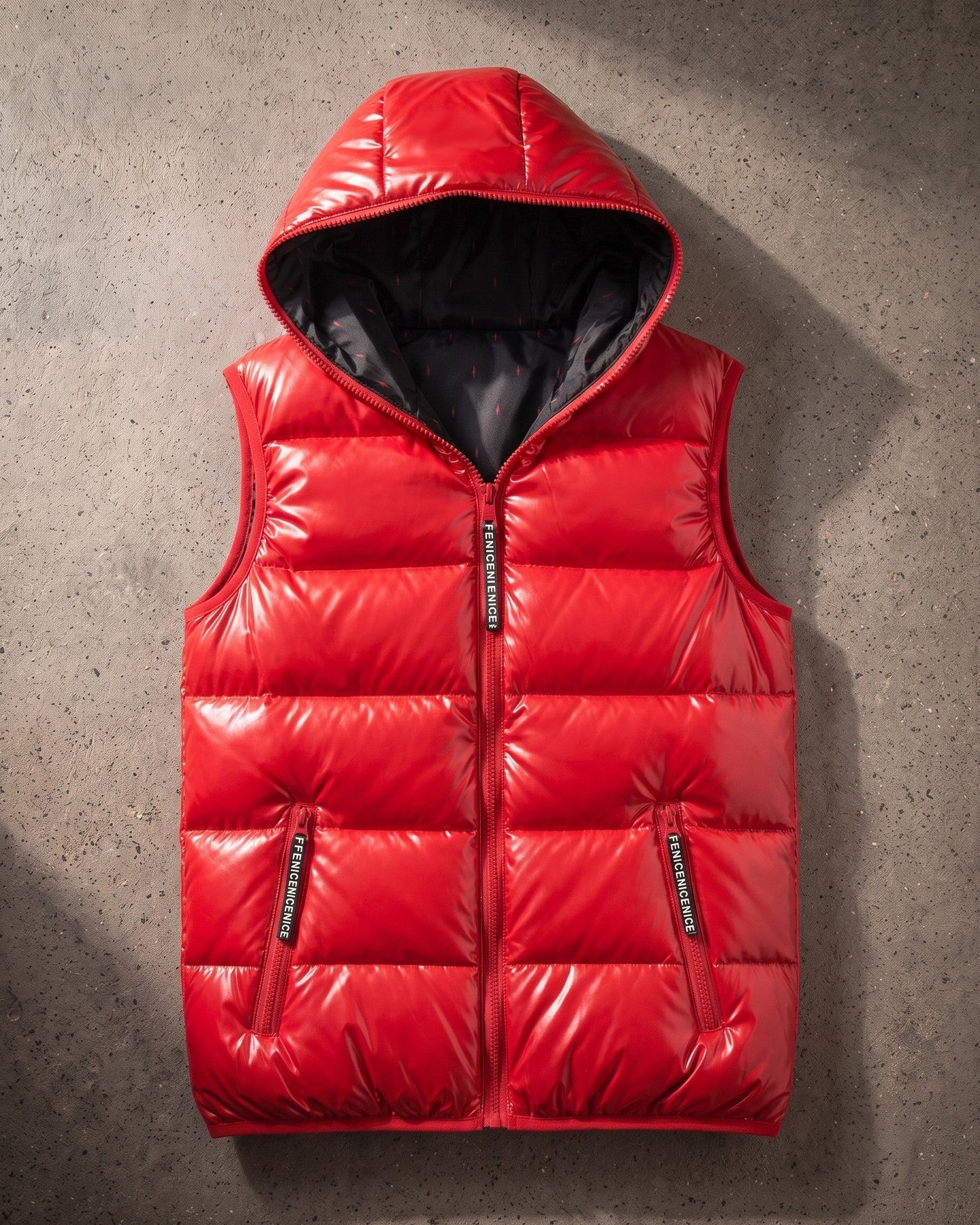 Men's Quilted Hooded Puffer Vest - side view | Hensley London