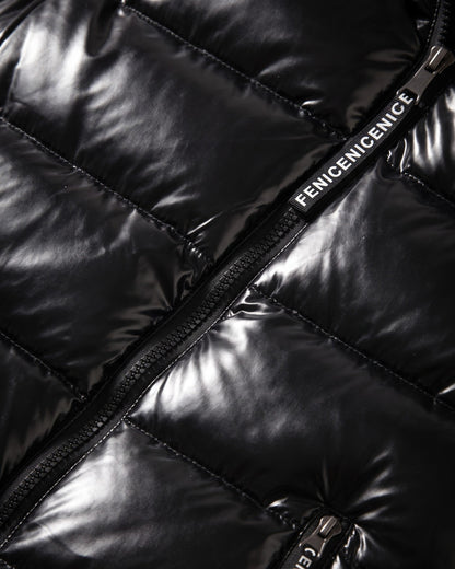 Men's Quilted Hooded Puffer Vest - fabric detail | Hensley London