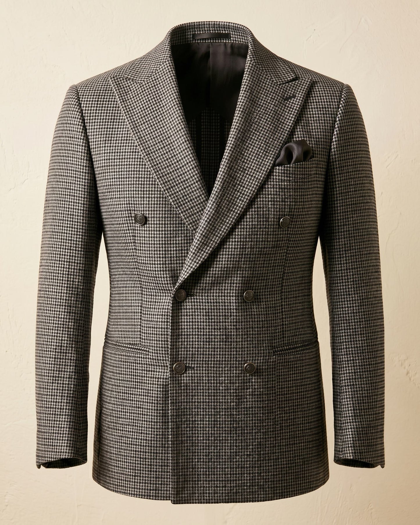 Men's Houndstooth Tweed Double-Breasted Blazer in Brown – side view | Hensley London