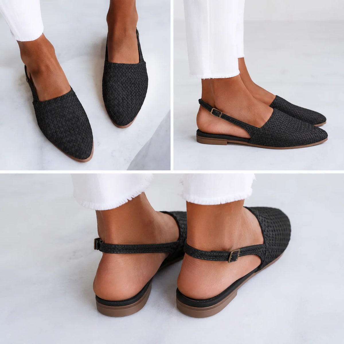 Women's Woven Loafer Flats – product view | Hensley London
