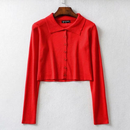 Simple Button-down Crop Top Cardigan 13