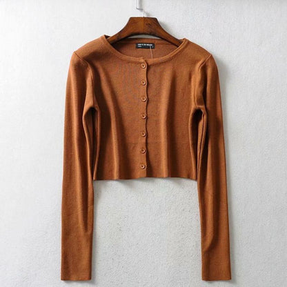 Simple Button-down Crop Top Cardigan 14