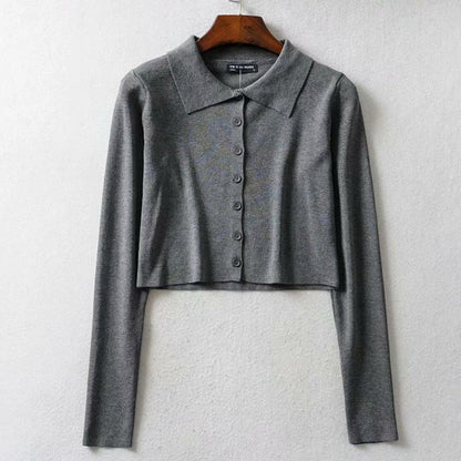 Simple Button-down Crop Top Cardigan 15