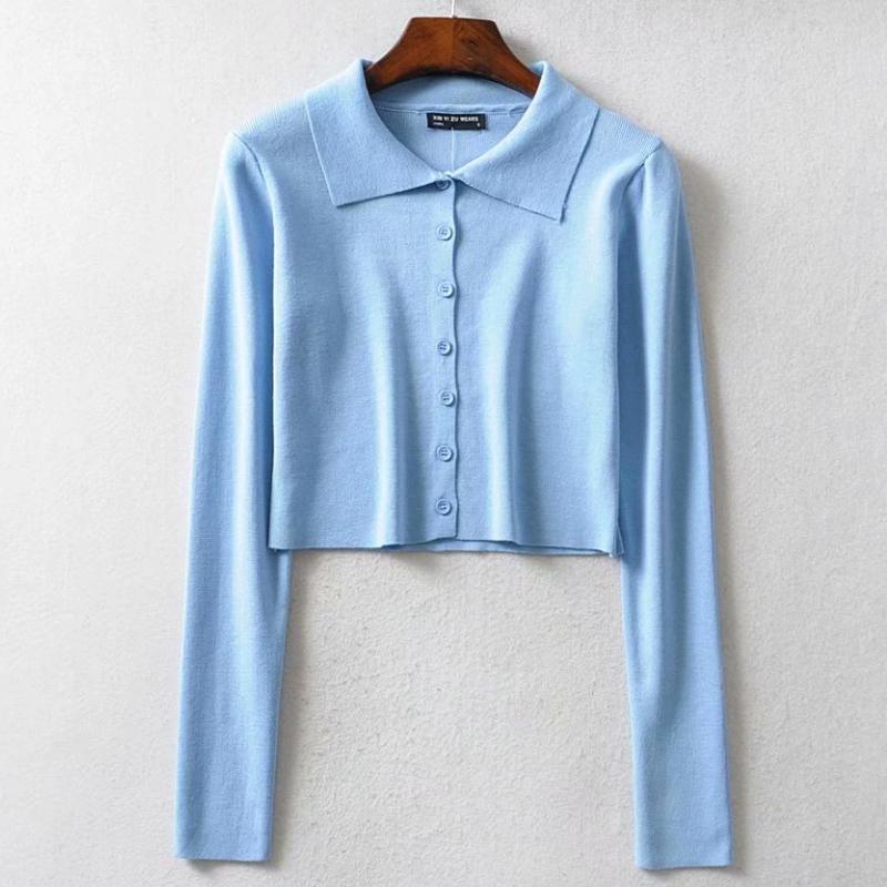 Simple Button-down Crop Top Cardigan 17