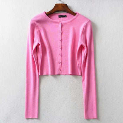 Simple Button-down Crop Top Cardigan 18