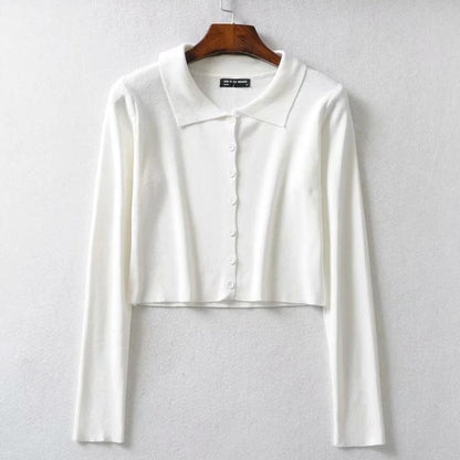 Simple Button-down Crop Top Cardigan 9