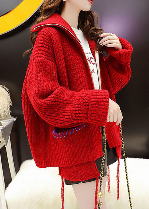 Women's Winter Sweater Coat Red Knit 5XL - 2