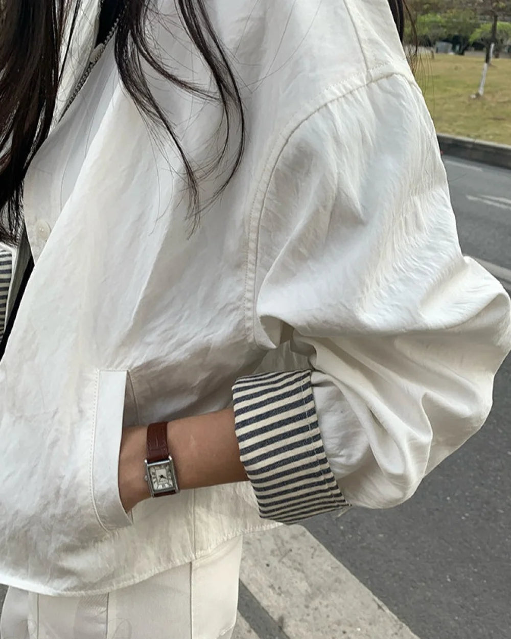 Sleek Women's Casual Jacket | Cotton-Nylon Blend, Loose Fit 4