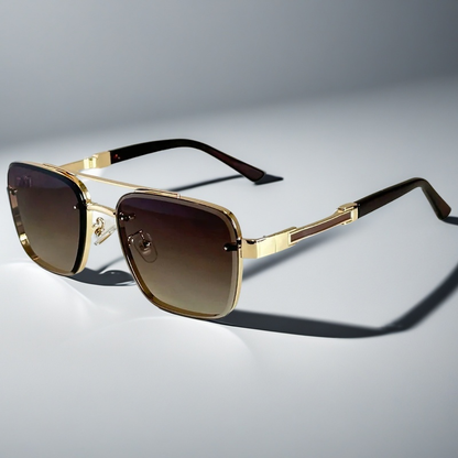 Women's Classic Aviator Sunglasses in Brown – front view | Hensley London