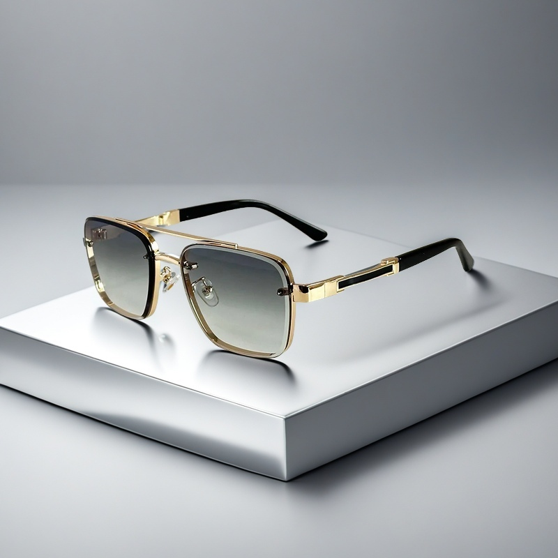 Women's Classic Aviator Sunglasses in Gold – front view | Hensley London