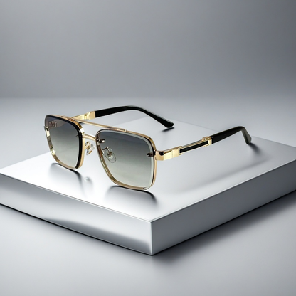 Women's Classic Aviator Sunglasses in Gold – front view | Hensley London