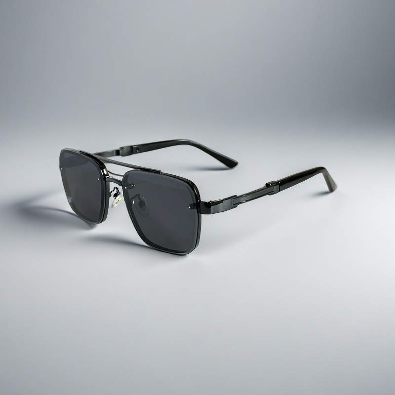 Women's Classic Aviator Sunglasses in Black – front view | Hensley London