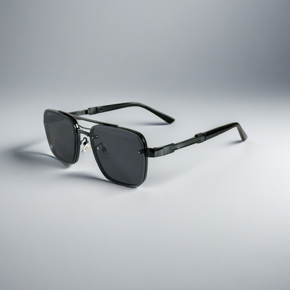 Women's Classic Aviator Sunglasses in Black – front view | Hensley London