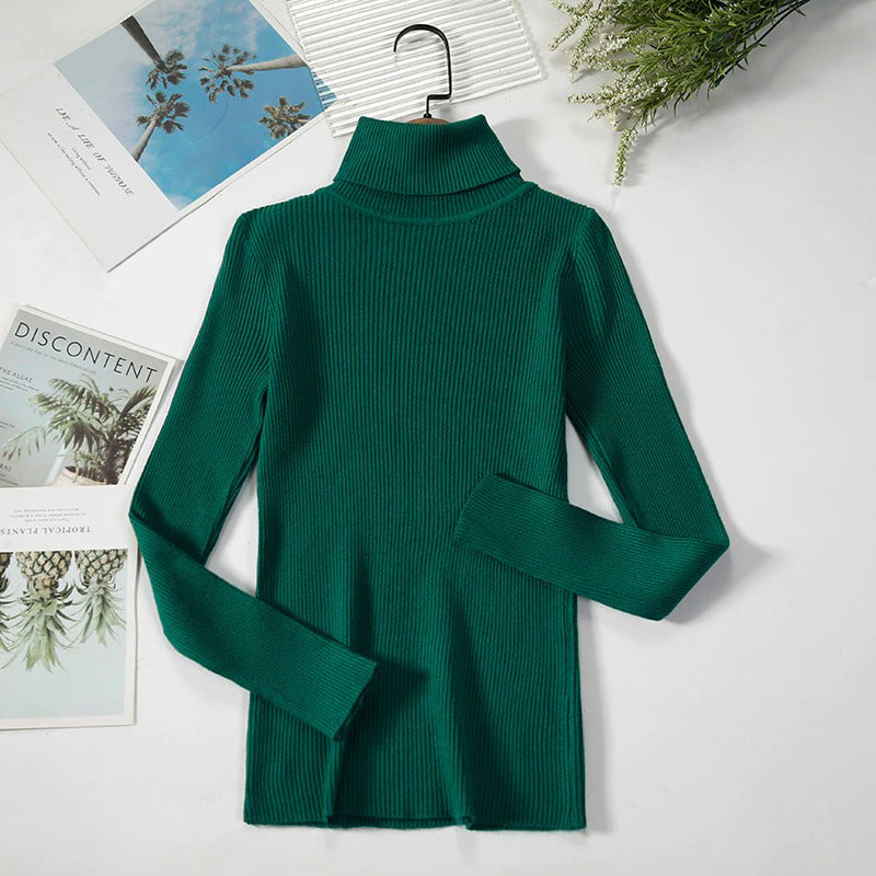 Slim-fit Solid Colored Knitted Turtleneck Pullover Sweaters 15
