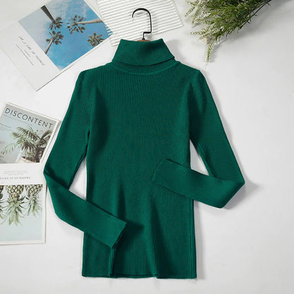 Slim-fit Solid Colored Knitted Turtleneck Pullover Sweaters 15