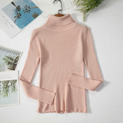 Slim-fit Solid Colored Knitted Turtleneck Pullover Sweaters 16