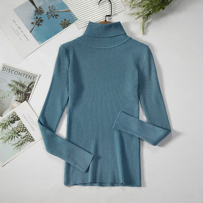 Slim-fit Solid Colored Knitted Turtleneck Pullover Sweaters 18